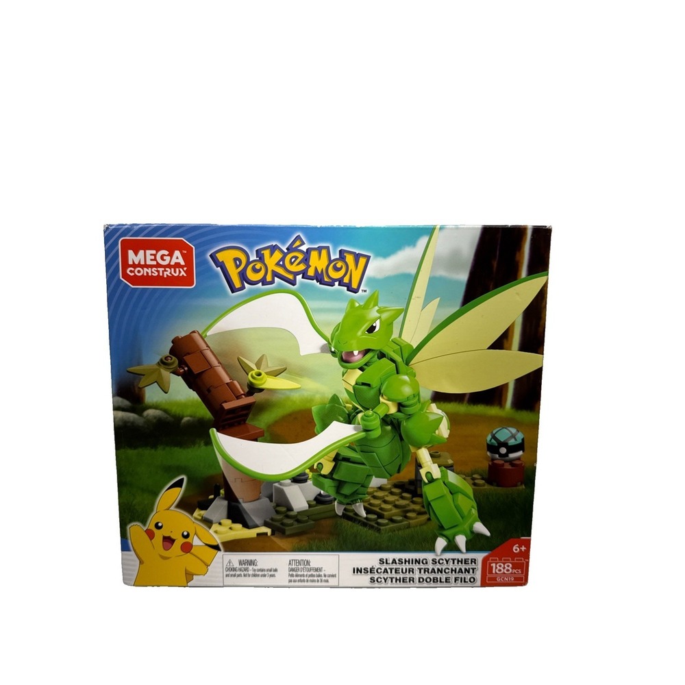 Buildable Pokemon Scyther Figure with Mini Net Ball Mega Construx Set 5 Inch